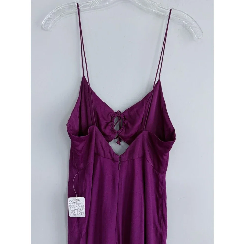 Free People Nolita Romper Small Plum Cutout Boho Festival Jumpsuit NWT Magenta S